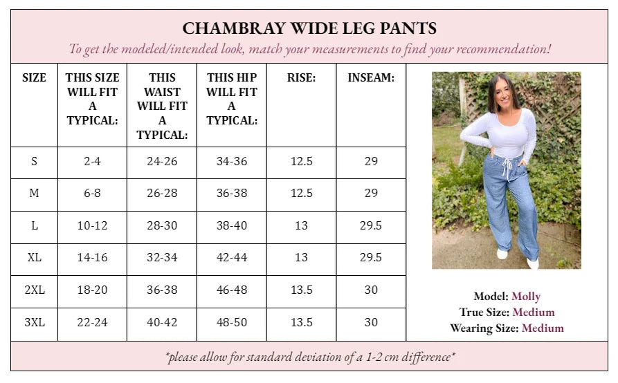 PREORDER: Cora Chambray Wide Leg Pants in Two Colors