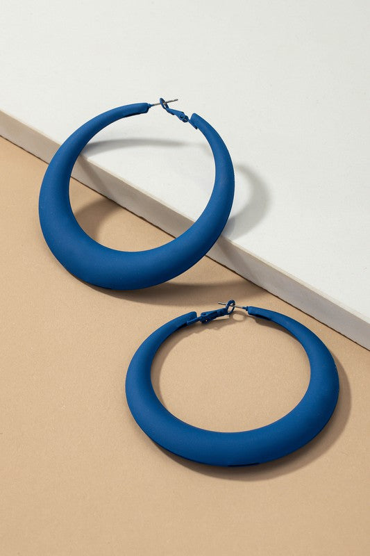 Large color coated puffy hoop earrings