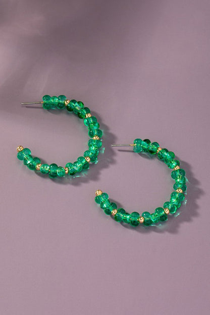 glass bead hoop earrings