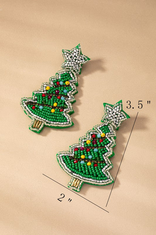 Large Christmas tree and star drop earrings