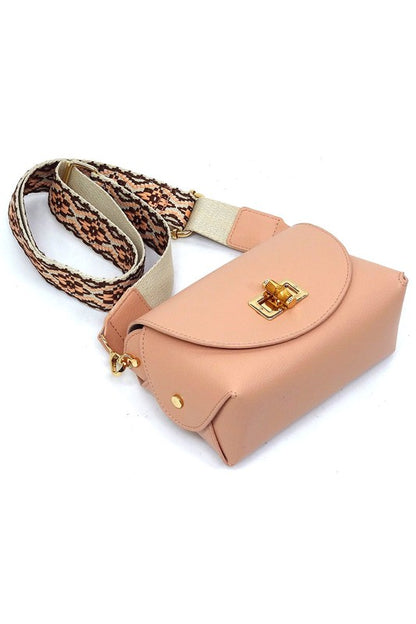 Bamboo Twist Lock Flap Crossbody Bag