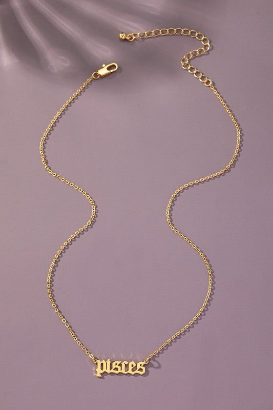 Laser cut zodiac sign pendant necklace