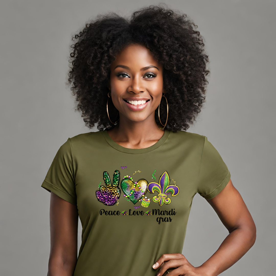 Peace, Love and Mardi Gras Graphic Tee