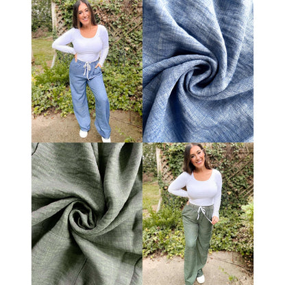 PREORDER: Cora Chambray Wide Leg Pants in Two Colors