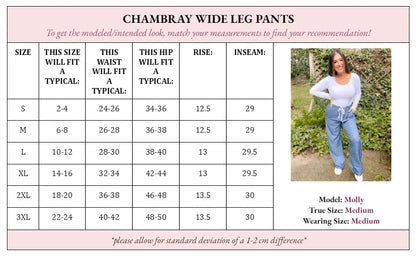 PREORDER: Cora Chambray Wide Leg Pants in Two Colors